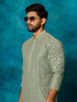 Men's Mint Green Georgette Sequins  Kurta
